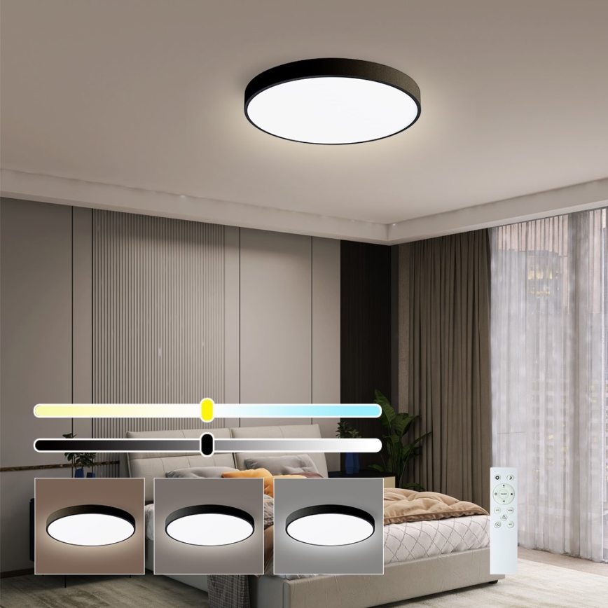 Immax NEO 07248L - LED Dimbar taklampa NEO LITE SEMPLICI LED/36W/230V 3000-6000K Wi-Fi Tuya svart + fjärrkontroll