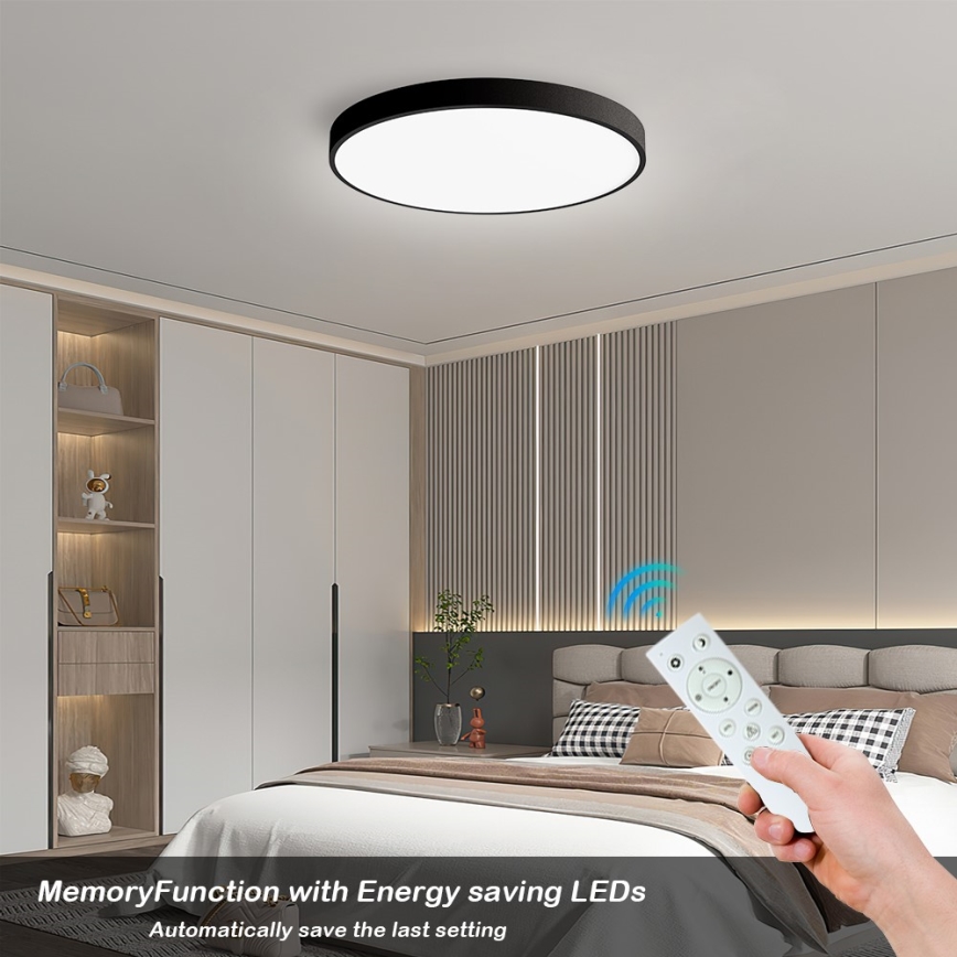 Immax NEO 07249L - LED Dimbar taklampa NEO LITE SEMPLICI LED/48W/230V 3000-6000K Wi-Fi Tuya svart + fjärrkontroll