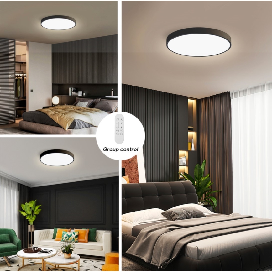 Immax NEO 07249L - LED Dimbar taklampa NEO LITE SEMPLICI LED/48W/230V 3000-6000K Wi-Fi Tuya svart + fjärrkontroll