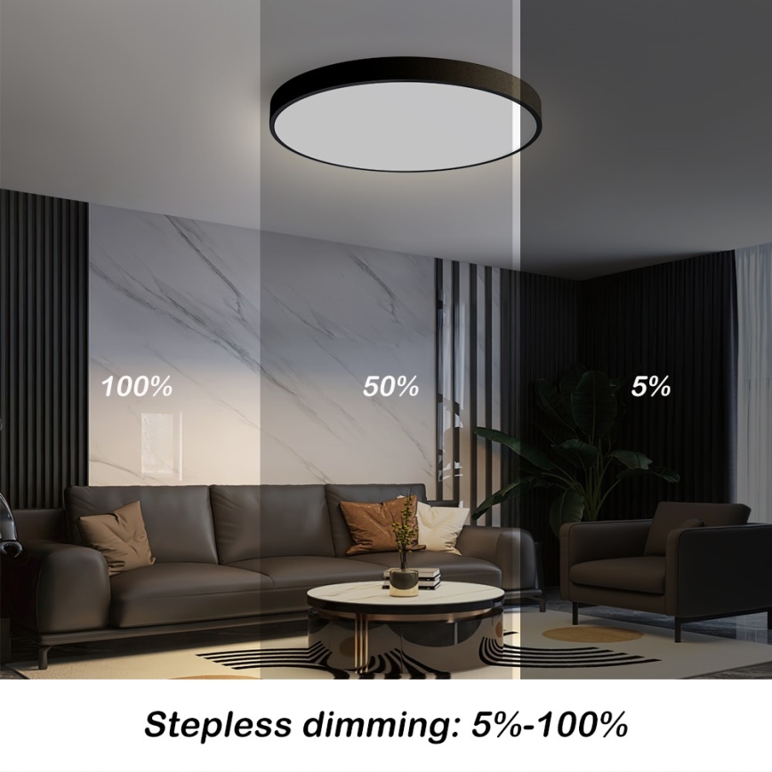 Immax NEO 07249L - LED Dimbar taklampa NEO LITE SEMPLICI LED/48W/230V 3000-6000K Wi-Fi Tuya svart + fjärrkontroll
