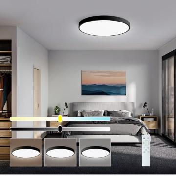 Immax NEO 07249L - LED Dimbar taklampa NEO LITE SEMPLICI LED/48W/230V 3000-6000K Wi-Fi Tuya svart + fjärrkontroll