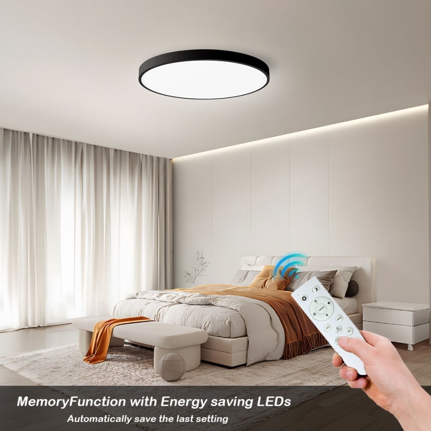 Immax NEO 07250L - LED Dimbar taklampa NEO LITE SEMPLICI LED/60W/230V 3000-6000K Wi-Fi Tuya svart + fjärrkontroll