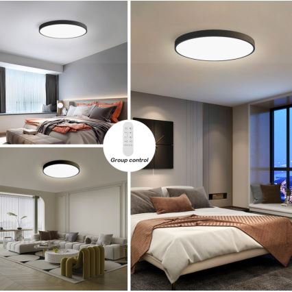 Immax NEO 07250L - LED Dimbar taklampa NEO LITE SEMPLICI LED/60W/230V 3000-6000K Wi-Fi Tuya svart + fjärrkontroll