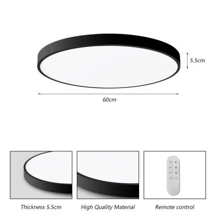 Immax NEO 07250L - LED Dimbar taklampa NEO LITE SEMPLICI LED/60W/230V 3000-6000K Wi-Fi Tuya svart + fjärrkontroll