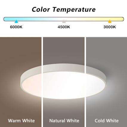 Immax NEO 07252L - LED Dimbar taklampa NEO LITE SEMPLICI LED/48W/230V 3000-6000K Wi-Fi Tuya vit + fjärrkontroll