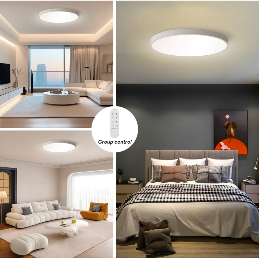 Immax NEO 07253L - LED Dimbar taklampa NEO LITE SEMPLICI LED/60W/230V 3000-6000K Wi-Fi Tuya vit + fjärrkontroll