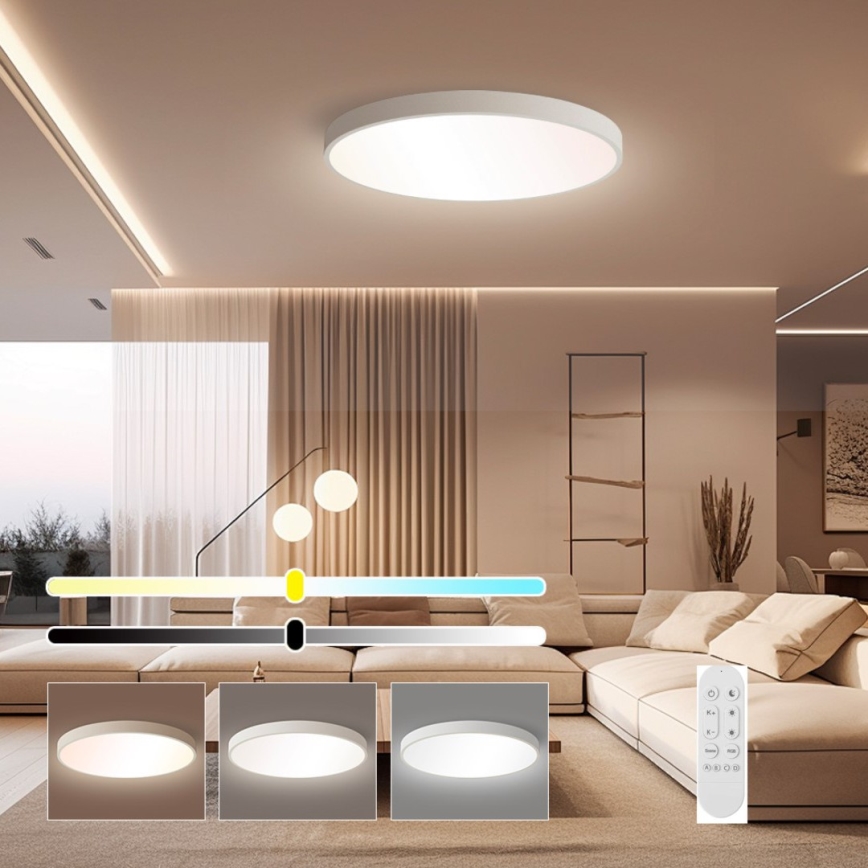 Immax NEO 07253L - LED Dimbar taklampa NEO LITE SEMPLICI LED/60W/230V 3000-6000K Wi-Fi Tuya vit + fjärrkontroll
