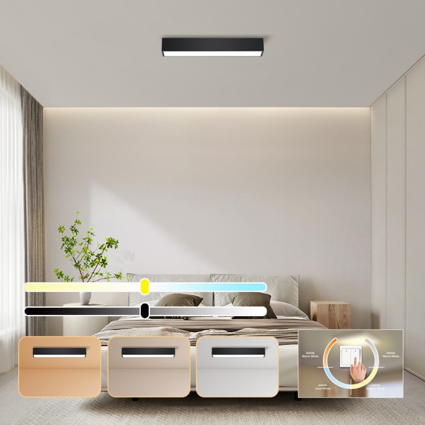 Immax NEO 07254L - LED Dimbar taklampa NEO LITE LUNGO LED/20W/230V 3000-6000K Wi-Fi Tuya svart + fjärrkontroll