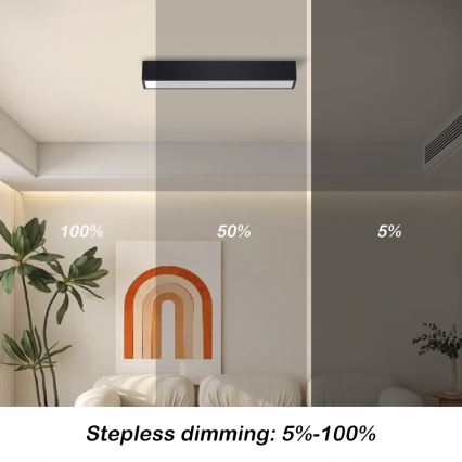 Immax NEO 07254L - LED Dimbar taklampa NEO LITE LUNGO LED/20W/230V 3000-6000K Wi-Fi Tuya svart + fjärrkontroll