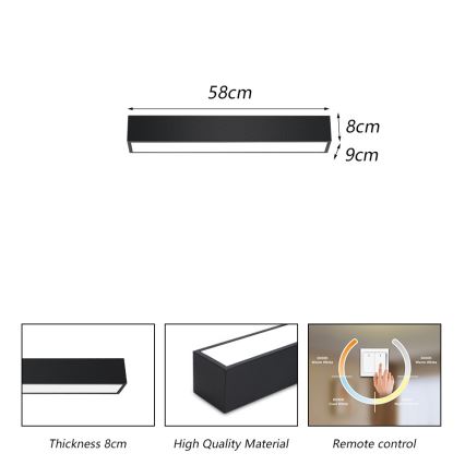 Immax NEO 07254L - LED Dimbar taklampa NEO LITE LUNGO LED/20W/230V 3000-6000K Wi-Fi Tuya svart + fjärrkontroll