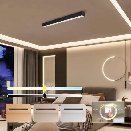 Immax NEO 07255L - LED Dimbar taklampa NEO LITE LUNGO LED/20W/230V 3000-6000K Wi-Fi Tuya svart + fjärrkontroll