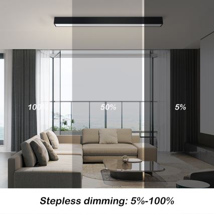 Immax NEO 07255L - LED Dimbar taklampa NEO LITE LUNGO LED/20W/230V 3000-6000K Wi-Fi Tuya svart + fjärrkontroll