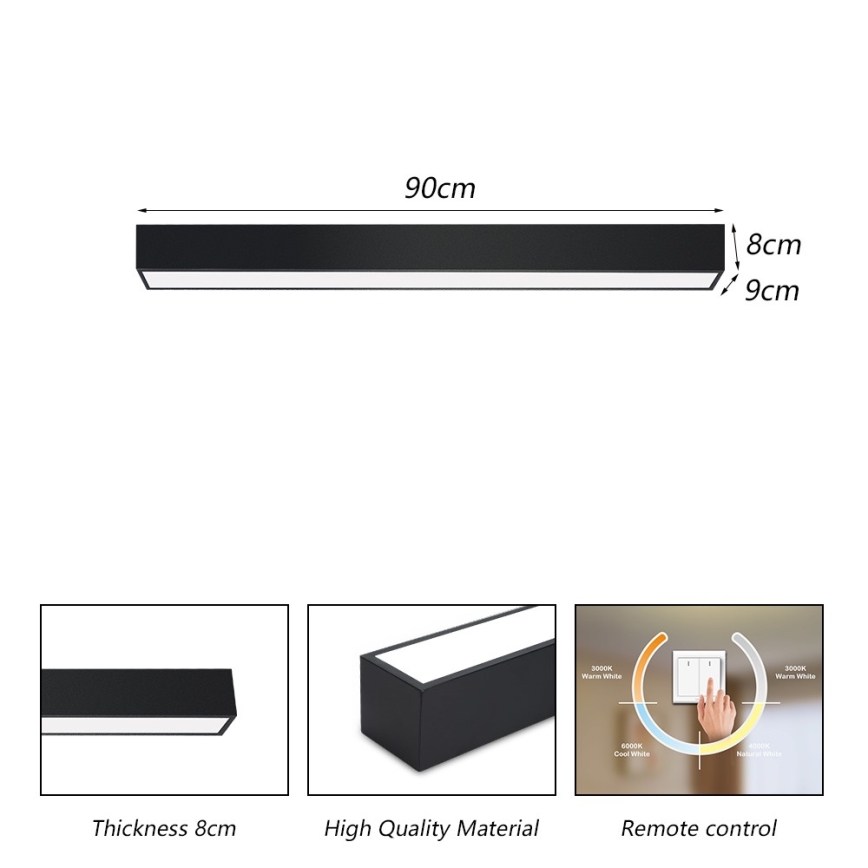 Immax NEO 07255L - LED Dimbar taklampa NEO LITE LUNGO LED/20W/230V 3000-6000K Wi-Fi Tuya svart + fjärrkontroll