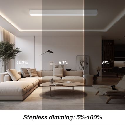 Immax NEO 07259L - LED Dimbar taklampa NEO LITE LUNGO LED/38W/230V 3000-6000K Wi-Fi Tuya vit + fjärrkontroll