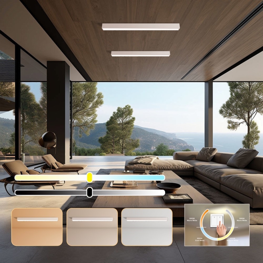 Immax NEO 07259L - LED Dimbar taklampa NEO LITE LUNGO LED/38W/230V 3000-6000K Wi-Fi Tuya vit + fjärrkontroll