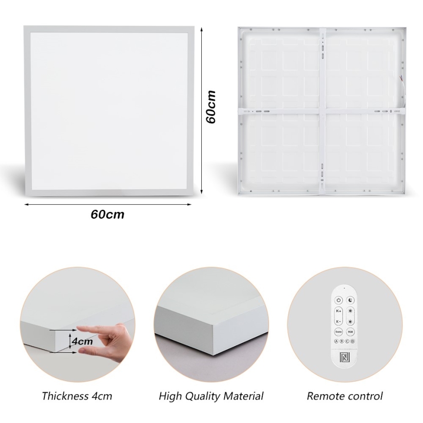 Immax NEO 07277L - LED ljusreglerad taklampa till badrum NEO LITE FRAME LED/50W/230V IP44 Wi-Fi Tuya +remote kontroll vit