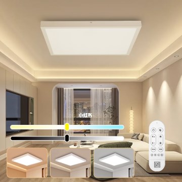 Immax NEO 07277L - LED ljusreglerad taklampa till badrum NEO LITE FRAME LED/50W/230V IP44 Wi-Fi Tuya +remote kontroll vit