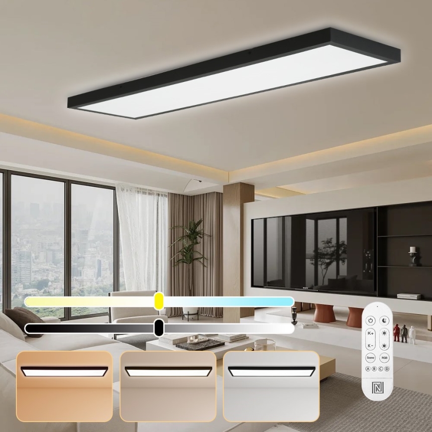 Immax NEO 07278L - LED ljusreglerad taklampa till badrum NEO LITE FRAME LED/50W/230V IP44 Wi-Fi Tuya + fjärrkontroll svart