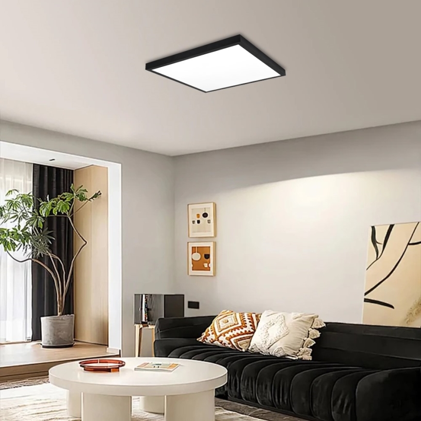 Immax NEO 07279L - LED ljusreglerad taklampa till badrum NEO LITE FRAME LED/50W/230V IP44 Wi-Fi Tuya + fjärrkontroll svart