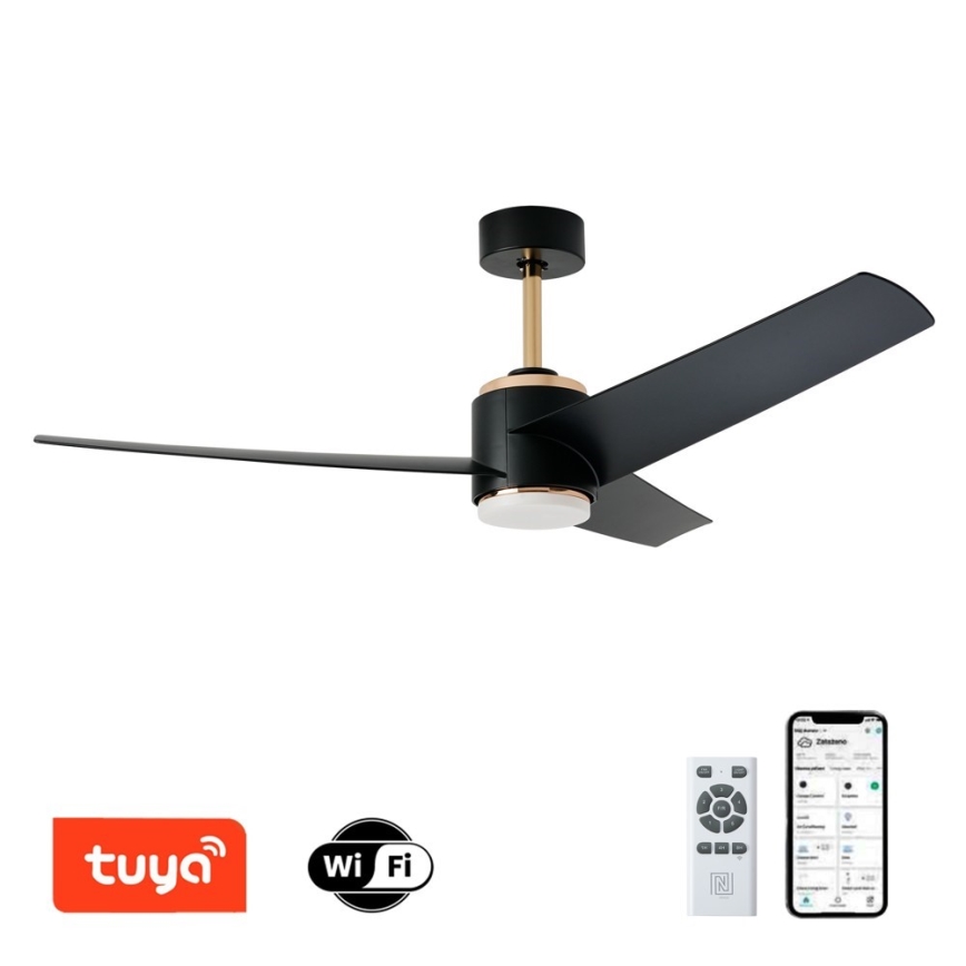 Immax NEO 07280L - LED Dimbar takfläkt BEAUTY LED/18W/230V Wi-Fi Tuya svart + fjärrkontroll