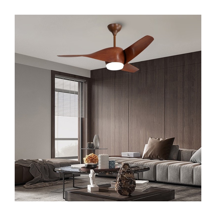 Immax NEO 07286L - LED Dimbar takfläkt WAVE LED/18W/230V Wi-Fi Tuya brun + fjärrkontroll