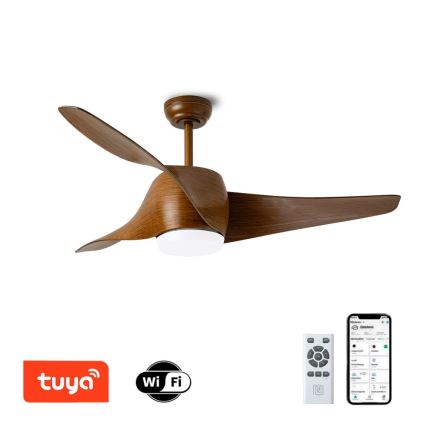 Immax NEO 07286L - LED Dimbar takfläkt WAVE LED/18W/230V Wi-Fi Tuya brun + fjärrkontroll