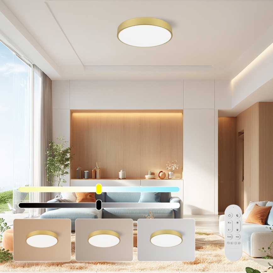 Immax NEO 07292L - Dimbart LED-taklampa NEO LITE SEMPLICI LED/36W/230V 3000-6000K Ø 40 cm Wi-Fi Tuya guld + fjärrkontroll