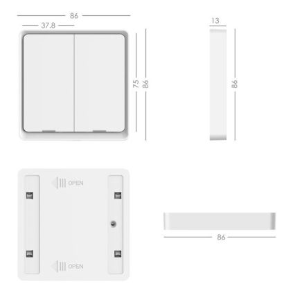 Immax NEO 07507L - Strömbrytare 2-knappar SMART 1xCR2430 Zigbi 3.0 Tuya