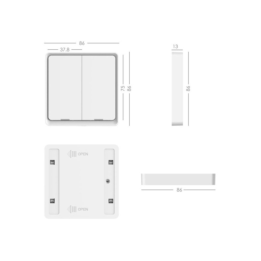 Immax NEO 07507L - Strömbrytare 2-knappar SMART 1xCR2430 Zigbi 3.0 Tuya