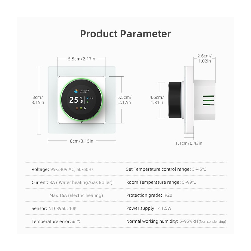 Immax NEO 07534L - Termostat för golvvärme SMART 230V/3A Wi-Fi Tuya