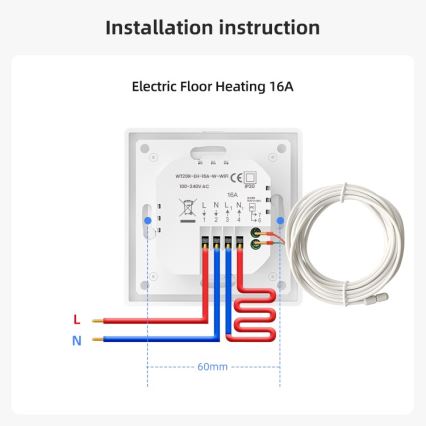 Immax NEO 07535L - Termostat för elektrisk golvvärme SMART 230V/16A Wi-Fi Tuya