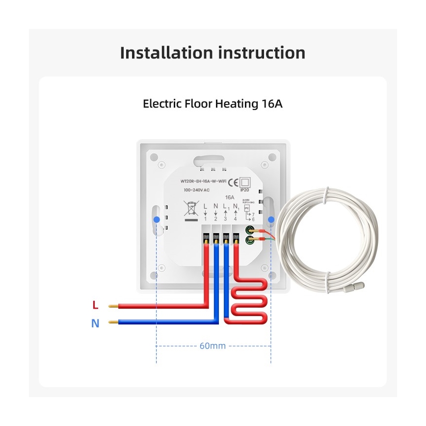 Immax NEO 07535L - Termostat för elektrisk golvvärme SMART 230V/16A Wi-Fi Tuya