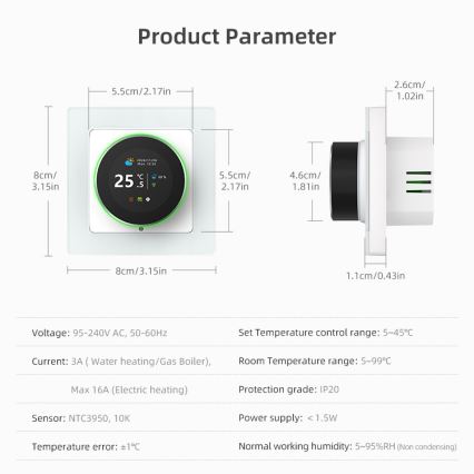 Immax NEO 07535L - Termostat för elektrisk golvvärme SMART 230V/16A Wi-Fi Tuya
