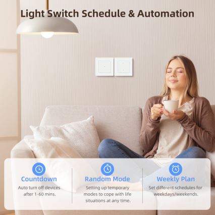 Immax NEO 07539L - SMART tvåknappsbrytare 230 V Wi‑Fi Tuya