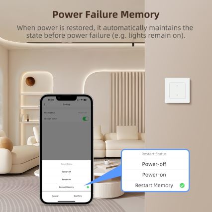 Immax NEO 07539L - SMART tvåknappsbrytare 230 V Wi‑Fi Tuya