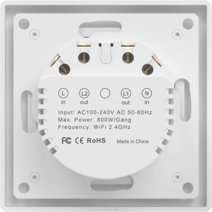 Immax NEO 07539L - SMART tvåknappsbrytare 230 V Wi‑Fi Tuya