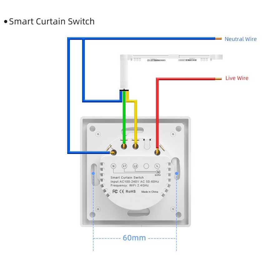 Immax NEO 07540L - Smart strömbrytare för styrning av persienner och rullgardiner 230V Wi‑Fi Tuya