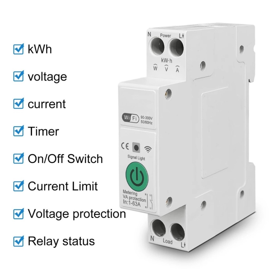 Immax NEO 07573L - Smart strömbrytare 1-fas 1-63A Tuya