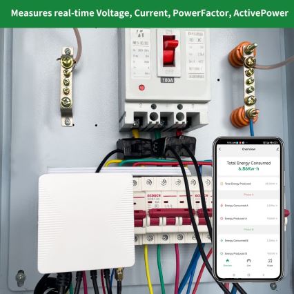 Immax NEO 07581L -Smart trefas elförbrukningsmätare Wi-Fi Tuya
