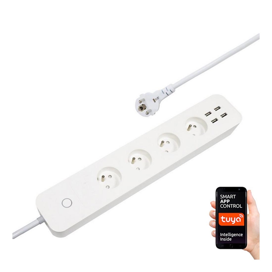 Immax NEO 07707L - Förlängningskabel NEO LITE Smart 4AC + 4USB Wi-Fi Tuya 1,5m