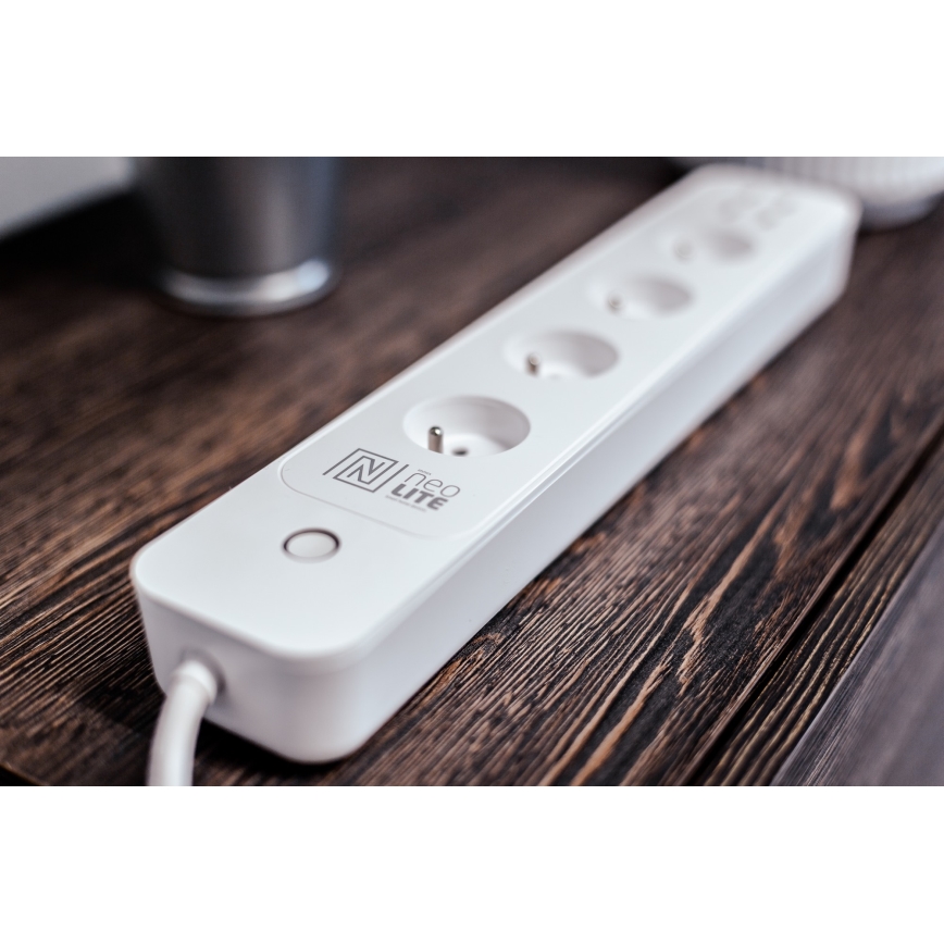 Immax NEO 07707L - Förlängningskabel NEO LITE Smart 4AC + 4USB Wi-Fi Tuya 1,5m