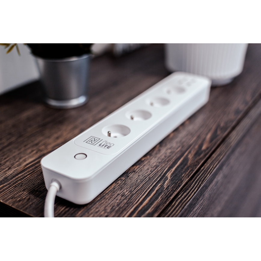 Immax NEO 07707L - Förlängningskabel NEO LITE Smart 4AC + 4USB Wi-Fi Tuya 1,5m