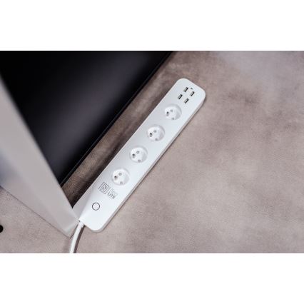 Immax NEO 07707L - Förlängningskabel NEO LITE Smart 4AC + 4USB Wi-Fi Tuya 1,5m