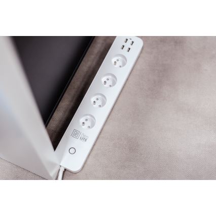 Immax NEO 07707L - Förlängningskabel NEO LITE Smart 4AC + 4USB Wi-Fi Tuya 1,5m
