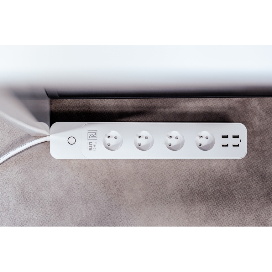 Immax NEO 07707L - Förlängningskabel NEO LITE Smart 4AC + 4USB Wi-Fi Tuya 1,5m
