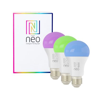 Immax NEO 07712CDO - KIT 3x LED RGB+CCT Ljusreglerad glödlampa E27/9W/230V Wi-Fi Tuya + fjärrkontroll