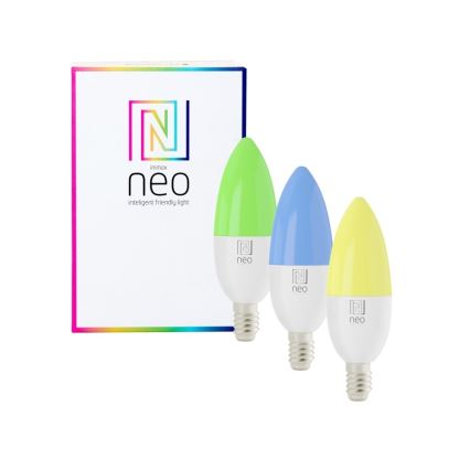Immax NEO 07716CDO - KIT 3x LED RGB+CCT Ljusreglerad glödlampa E14/6W/230V Wi-Fi Tuya + fjärrkontroll