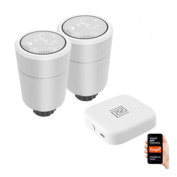 Immax NEO 07732B - UPPSÄTTNING 2x Termostathuvud + BRIDGE PRO v2 2xAA/3V Tuya