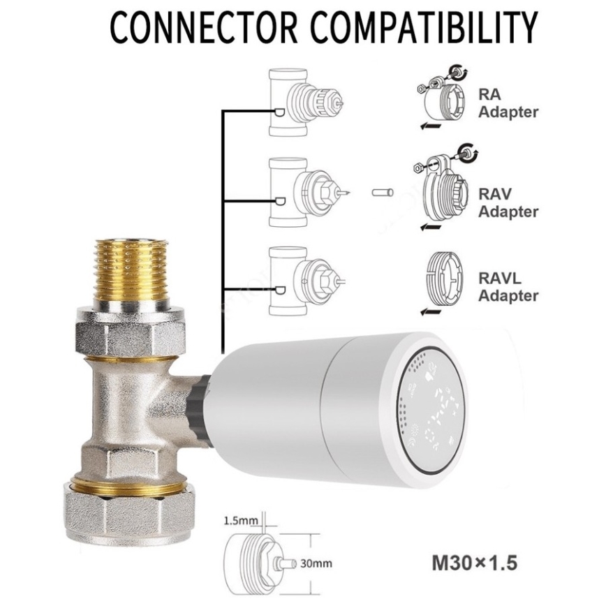 Immax NEO 07732L - Termostathuvud 2xAA/3V Tuya