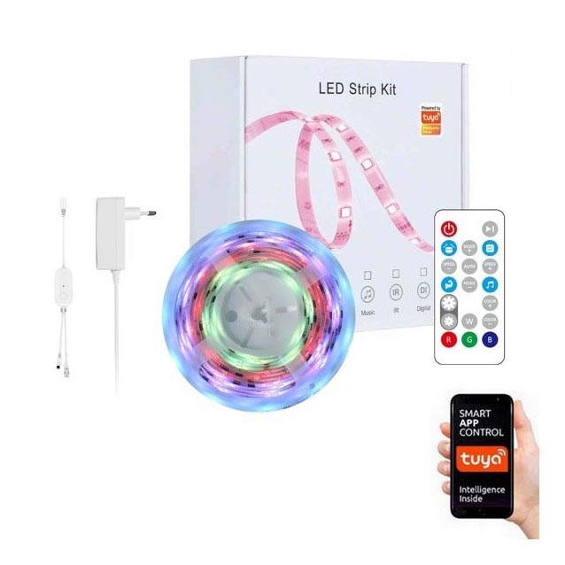 Immax NEO 07734L - LED RGB ljusreglerad  ljusslinga NEO LITE LED/18W/230V 5m MUSIC IP65 Wi-Fi Tuya + fjärrkontroll